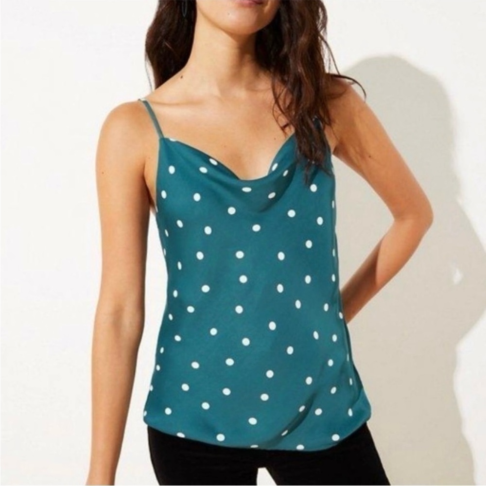 NWT LOFT Green Polka Dot Cami Tank Top Size XS